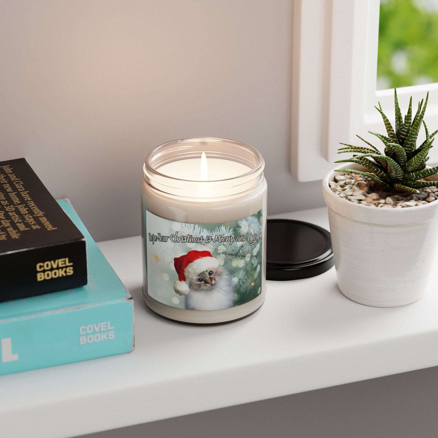 Soy Candle - Meowy and Bright Christmas Kitten Design - Kittie Korner Printing LLC