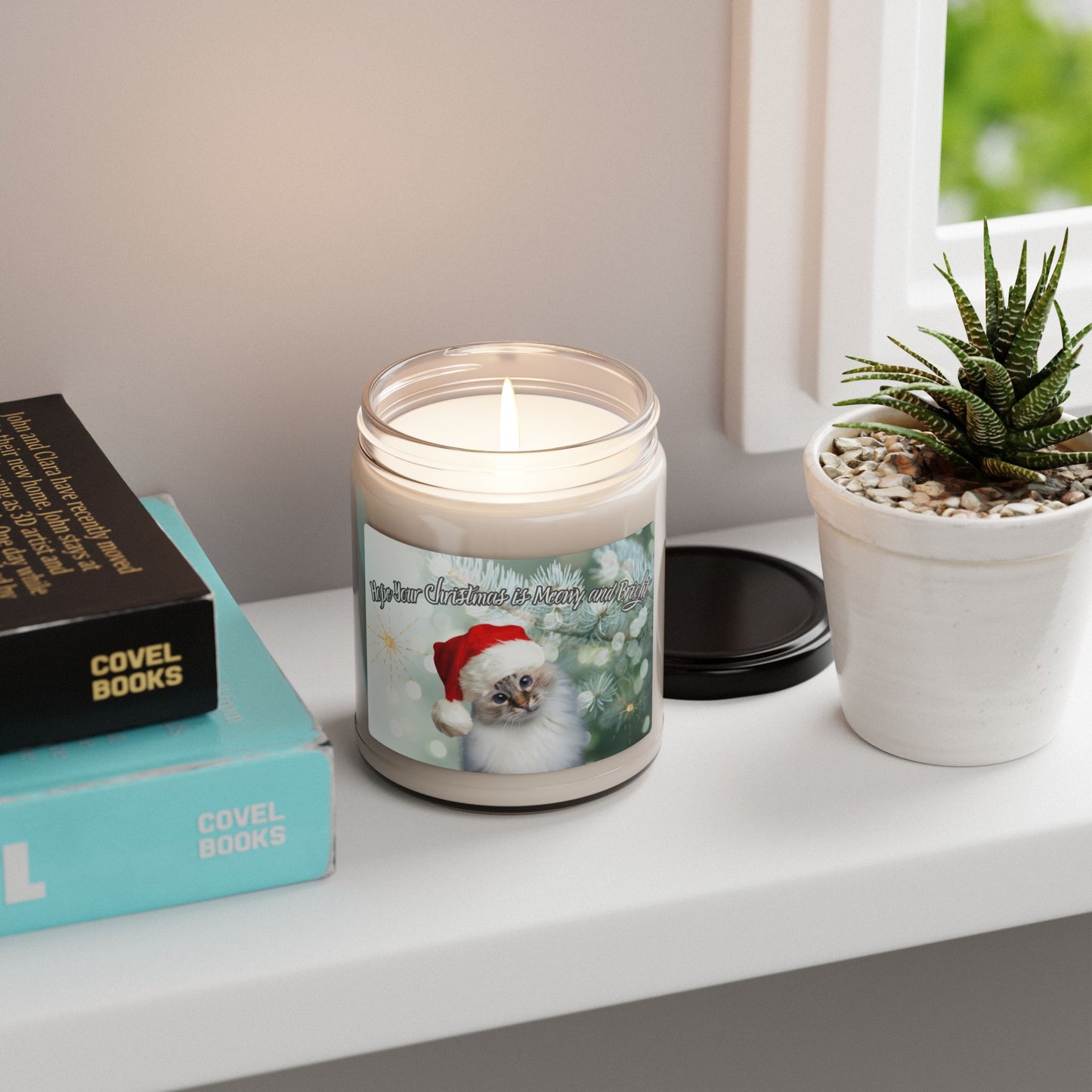 Soy Candle - Meowy and Bright Christmas Kitten Design - Kittie Korner Printing LLC