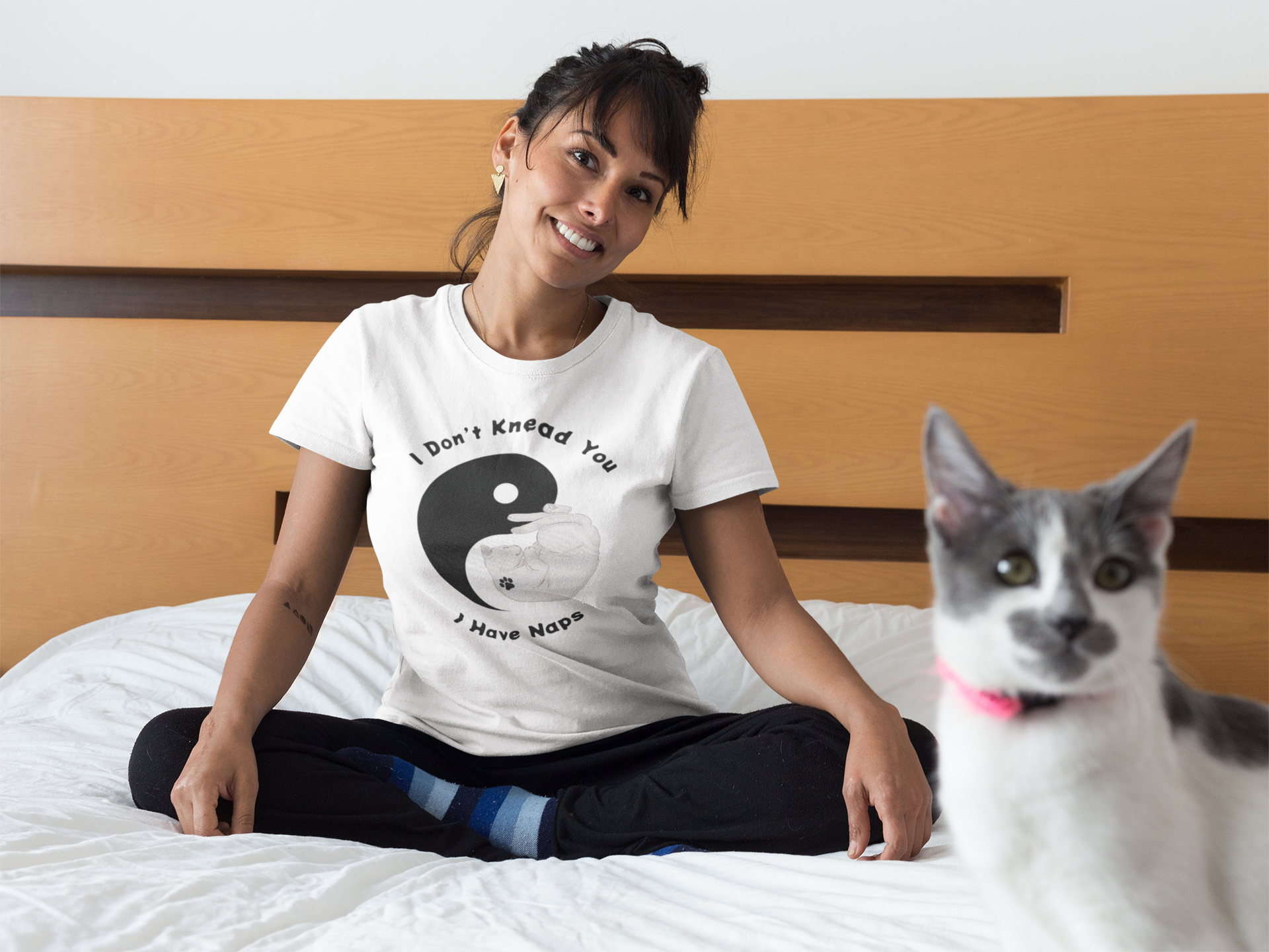 Ying Yang Womens Cat Tee Adopt Don't Shop