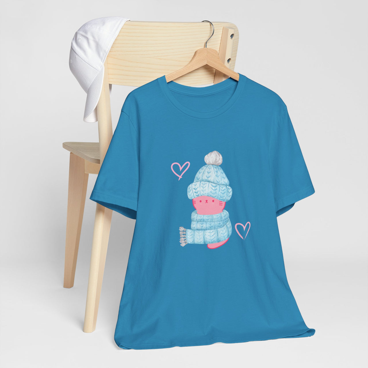 Cat Tee - Cute Winter Pink Cat Design