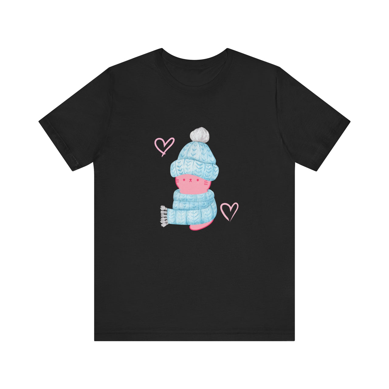 Cute Winter Pink Cat Women's Short Sleeve Tee