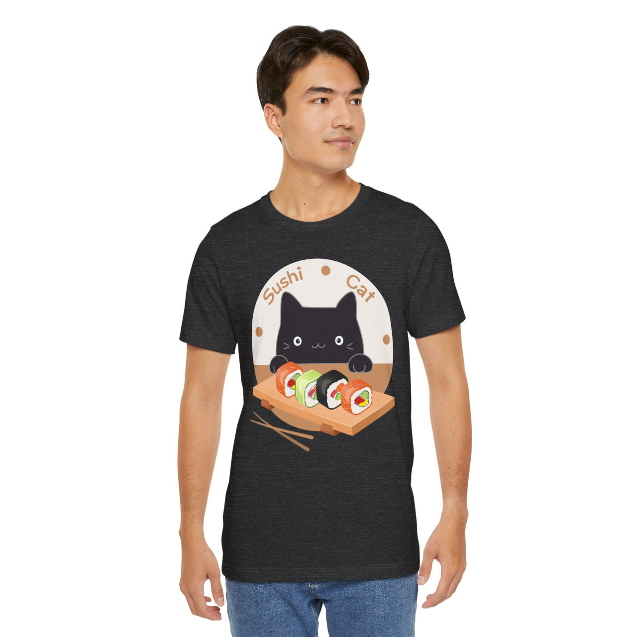 Funny Cat Shirt for Men and Women Short Sleeve Tee Cute Sushi Cat