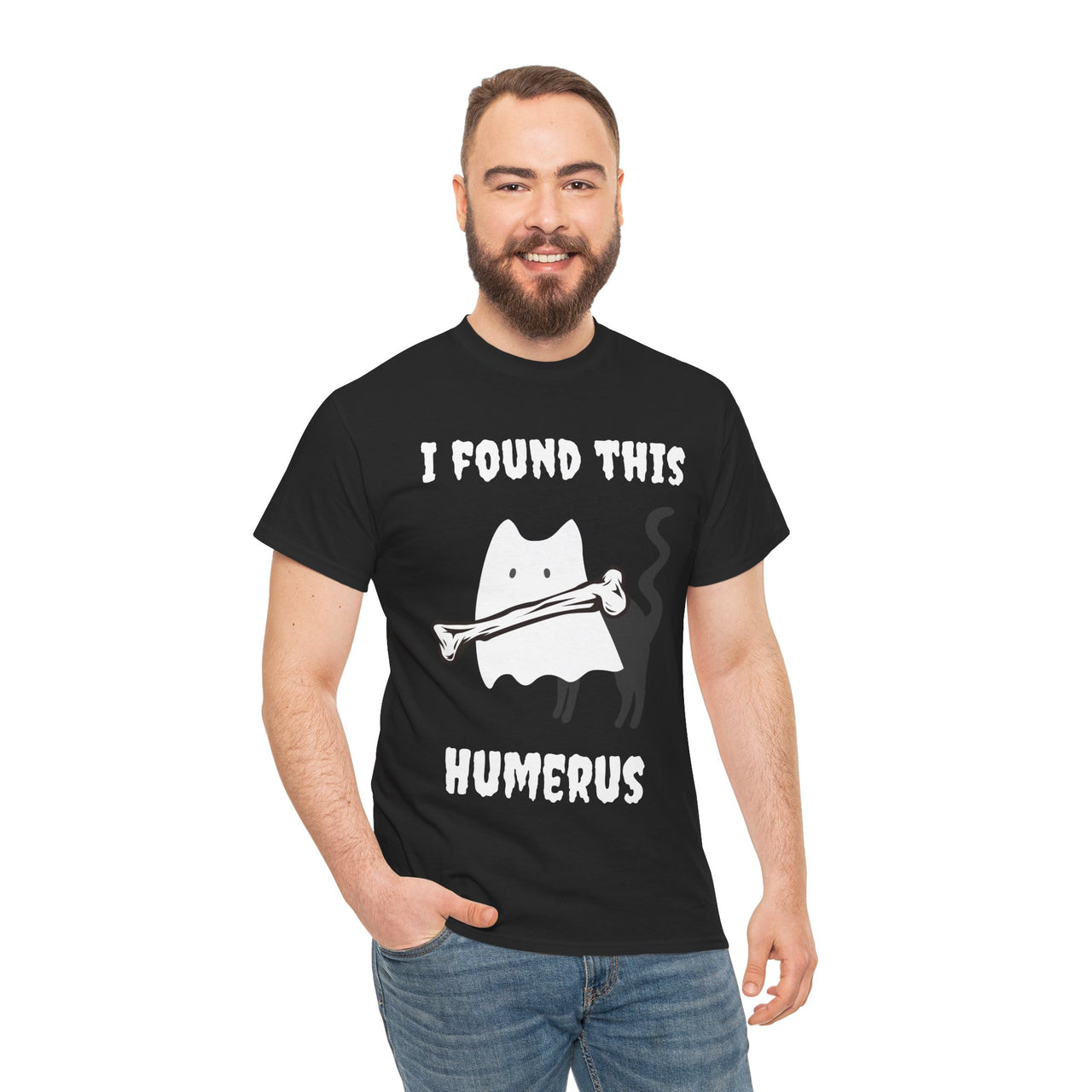 Funny Ghost Cat Tee - I Found This Humerus