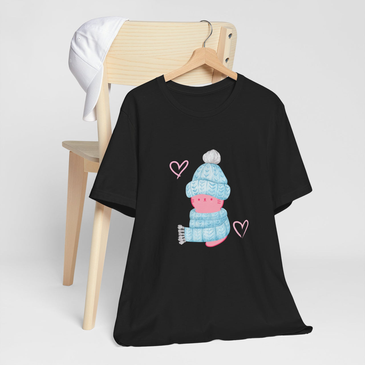 Cat Tee - Cute Winter Pink Cat Design