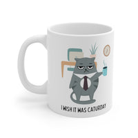 Thumbnail for Mug Cat White Ceramic Coffee 11oz Microwave Dishwasher Safe Caturday Wish