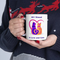 Thumbnail for Mug Cute Cat White Ceramic 11oz Funny Love and Cats