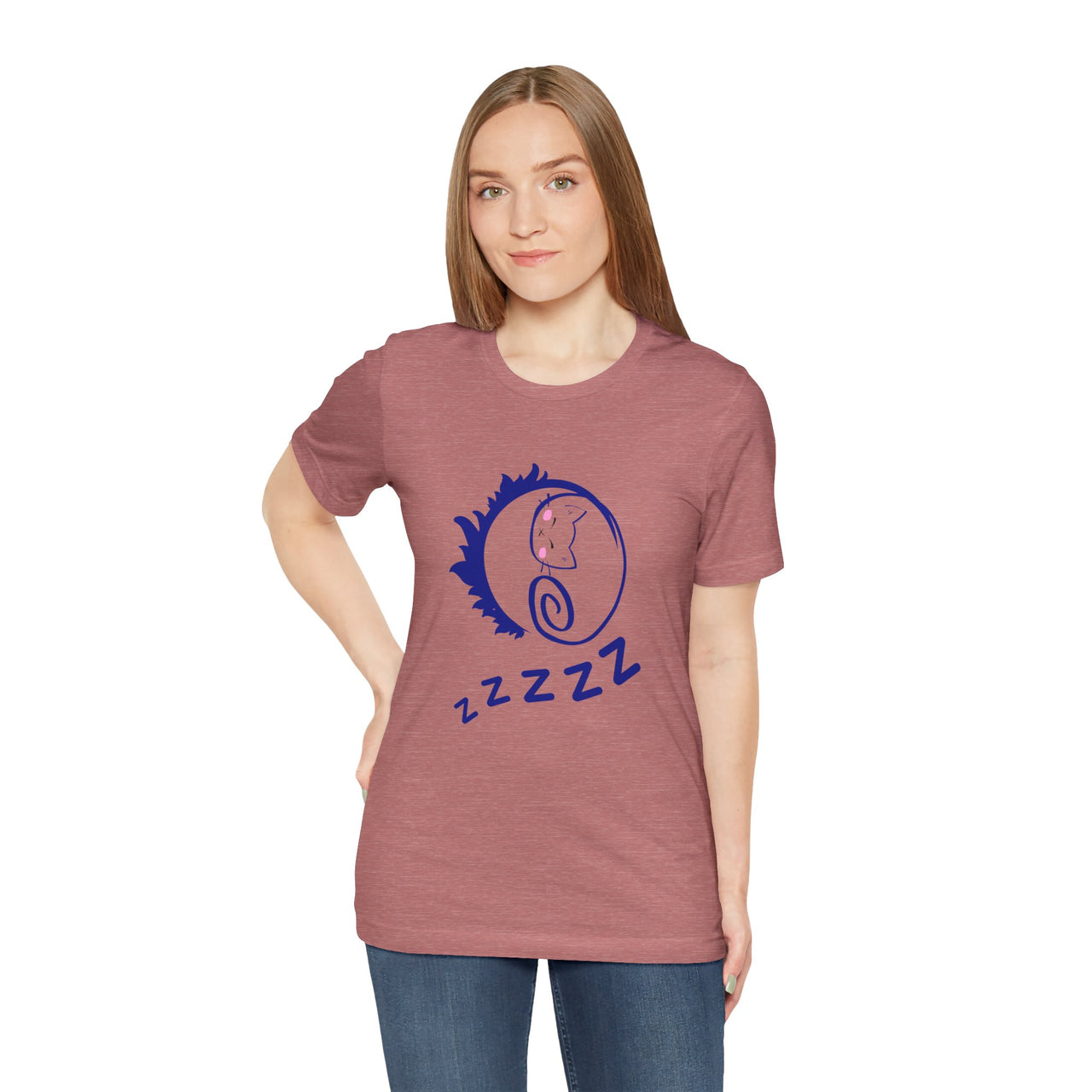 Sleeping Cat Print T-Shirt