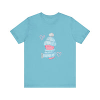 Thumbnail for Cute Winter Pink Cat Women's Short Sleeve Tee