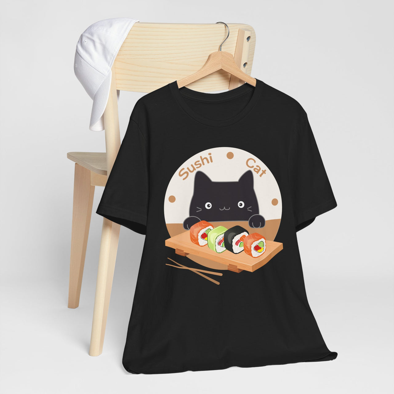 Funny Cat Shirt for Men and Women Short Sleeve Tee Cute Sushi Cat