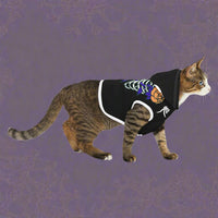 Thumbnail for cat halloween hoodie with skeletons and roses