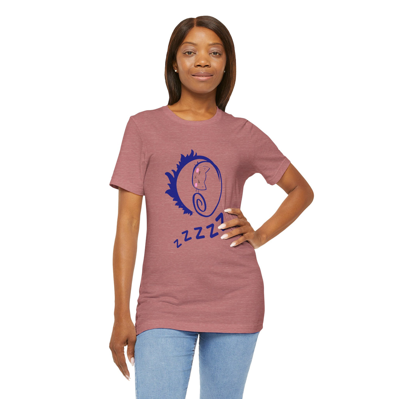 Sleeping Cat Print T-Shirt