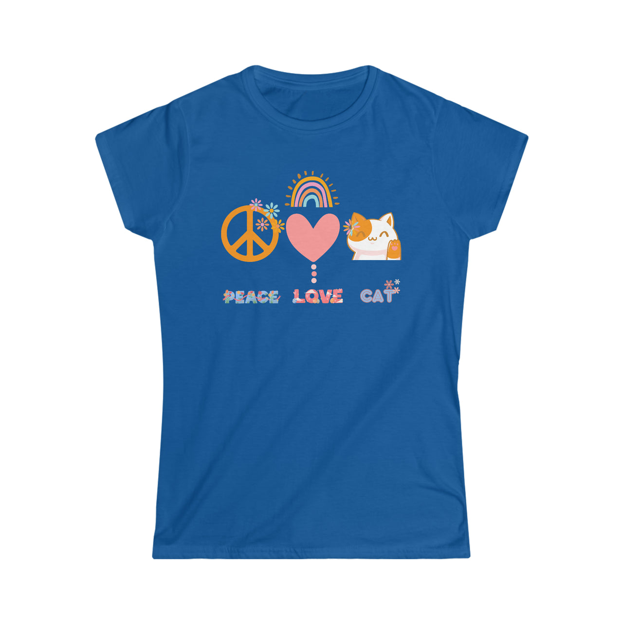 peace love cat women's cat t-shirt, cute cat shirt for women, cute cat t-shirt for teen girls