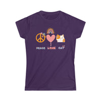 Thumbnail for peace love cat women's cat t-shirt, cute cat shirt for women, cute cat t-shirt for teen girls