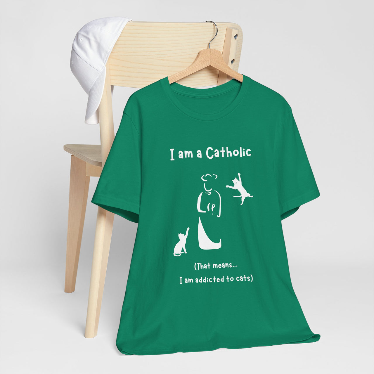 Cat Lover Unisex Tee - "I am a Catholic (that means I am addicted to cats)"