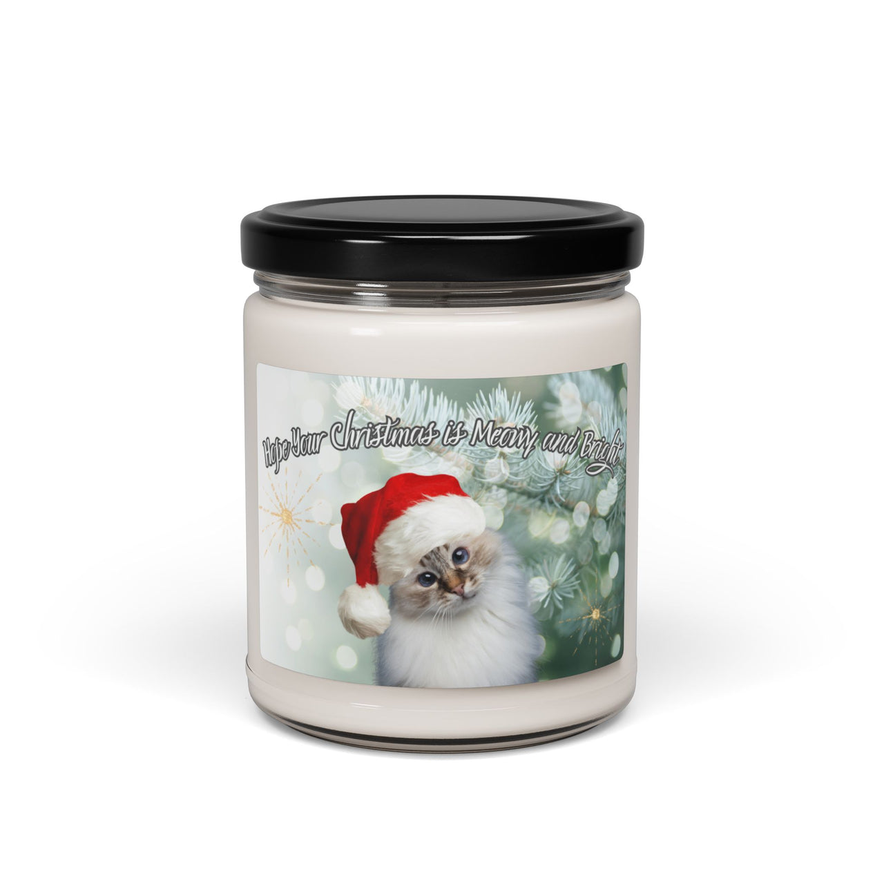 Soy Candle - Meowy and Bright Christmas Kitten Design