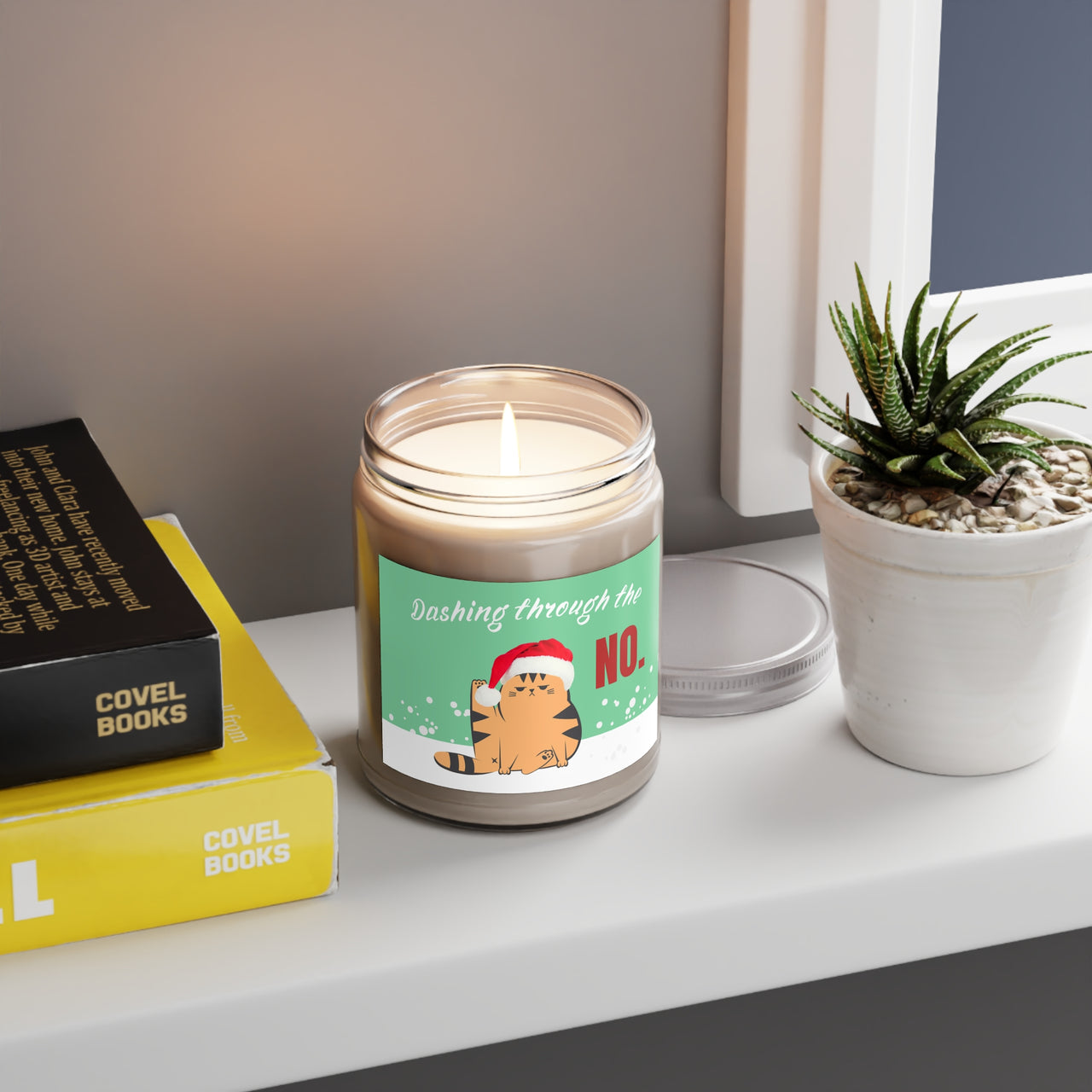 Funny Christmas Cat Scented Candle Dashing Through the No