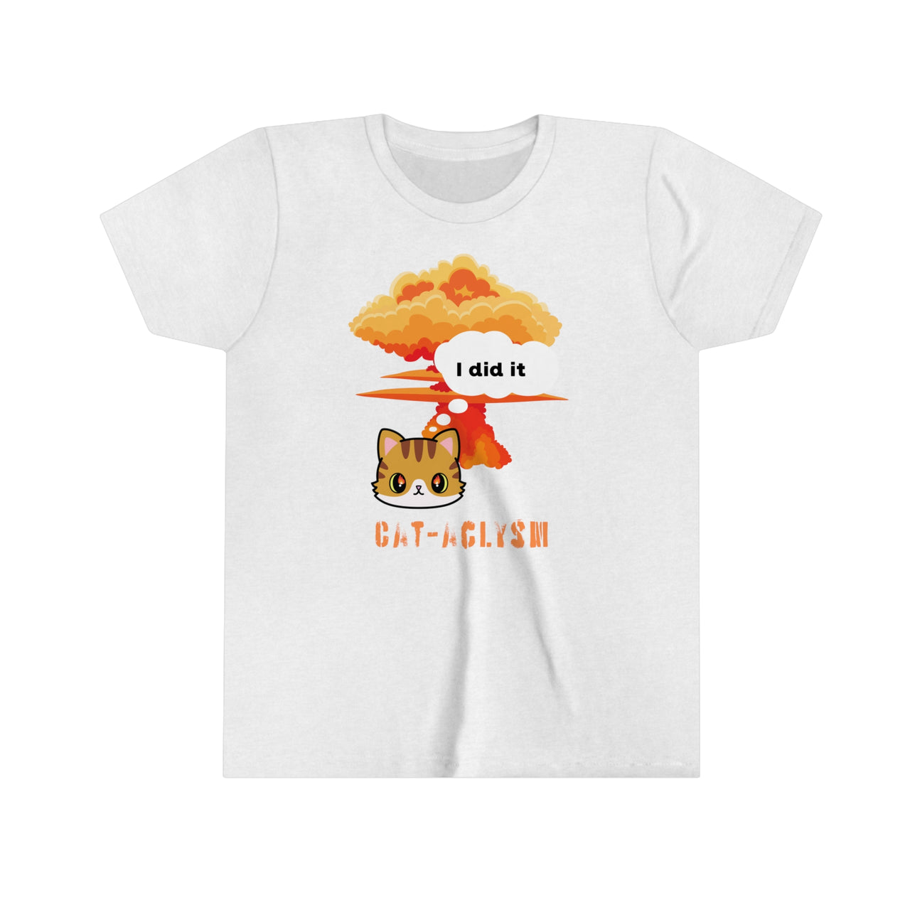 Funny Cute Cat Shirt for Kids Youth Short Sleeve Tee Cataclysm