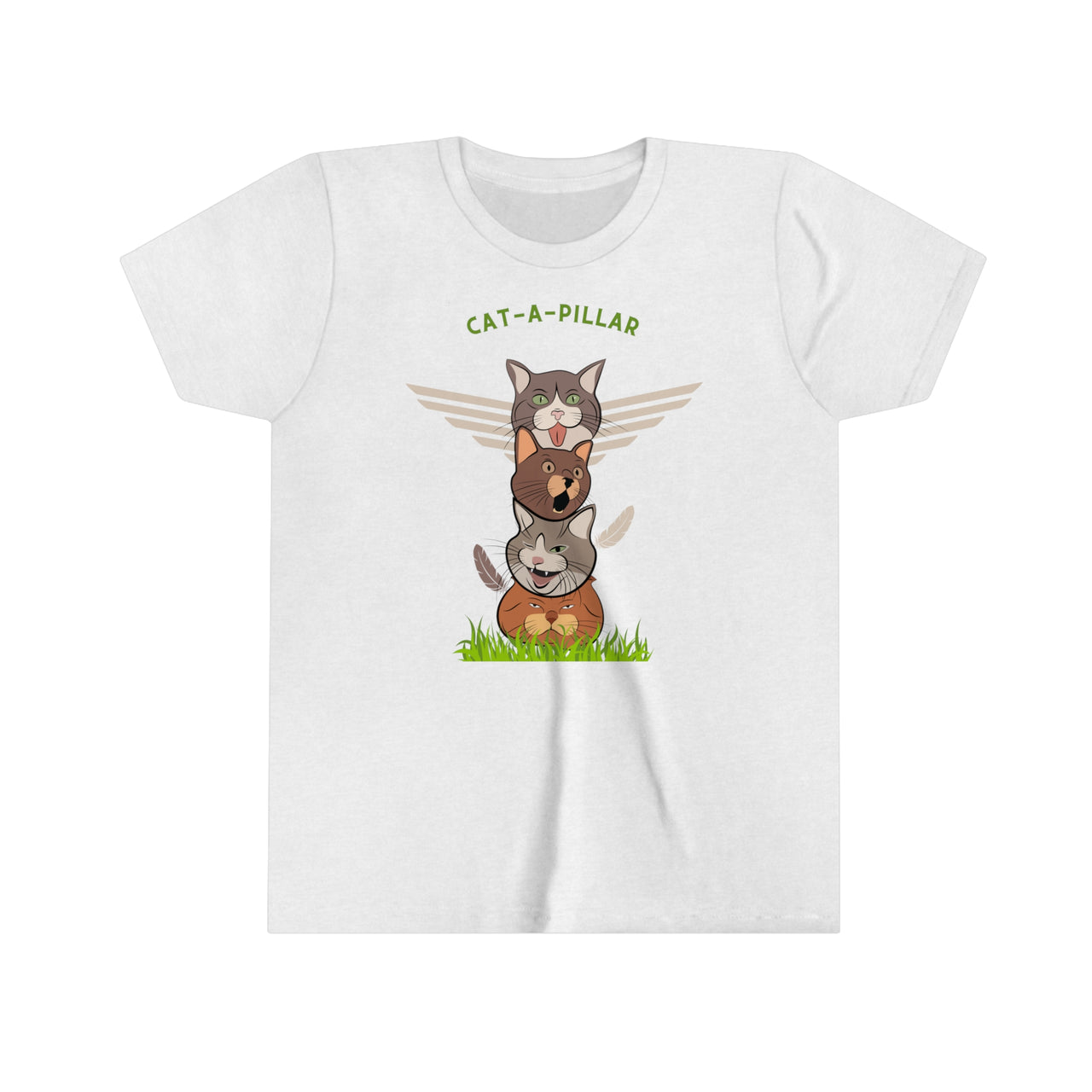 Funny Cat Shirt for Kids Youth Short Sleeve Tee Cat-a-pillar Two