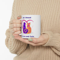 Thumbnail for Mug Cute Cat White Ceramic 11oz Funny Love and Cats