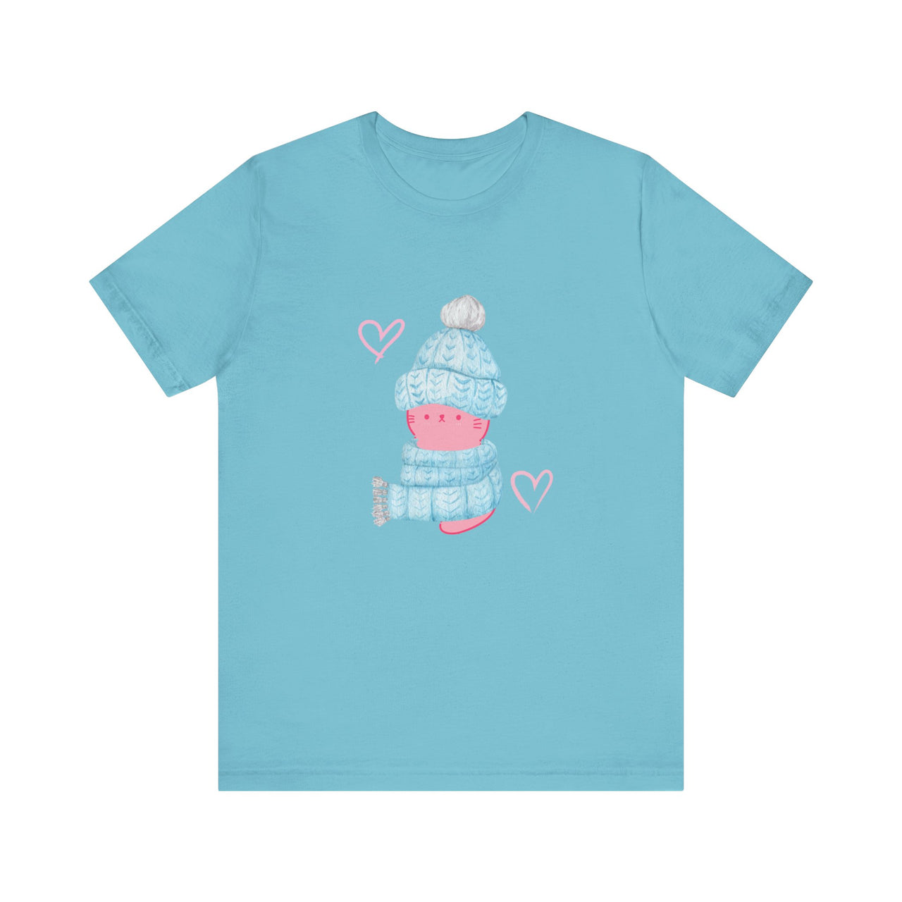 Cat Tee - Cute Winter Pink Cat Design