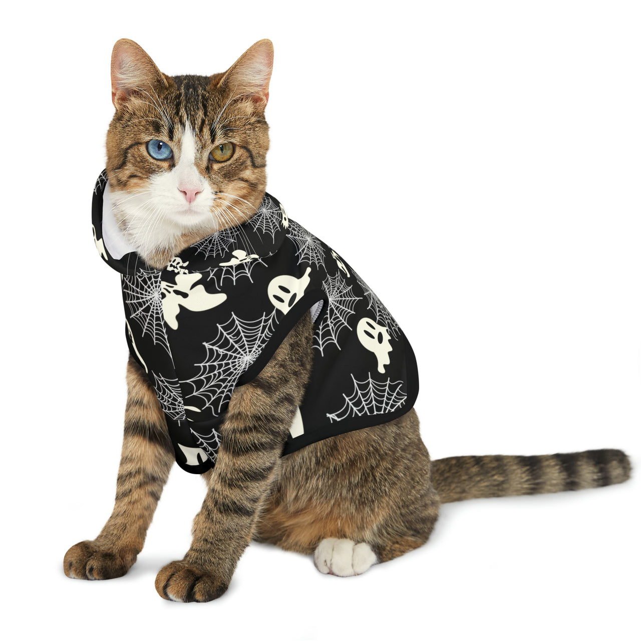 Ghost Web Halloween Cat Jacket Pet Hoodie