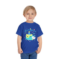 Thumbnail for cute toddler cat shirt with fat cat graphic with party hat. Birthday cat shirt that says Let's Pawty!