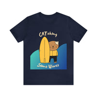 Thumbnail for Cute Cat Shirt for Men and Women Short Sleeve Tee Surfing Cat Catching Waves