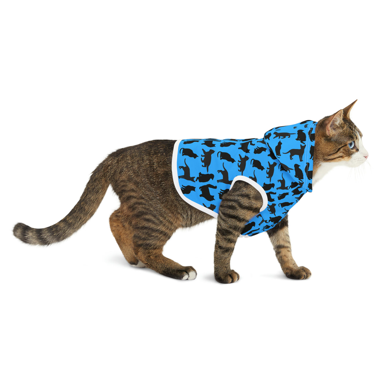 Pet Hoodie Blue Cats Silhouette Cute Funny Cat Jacket Accessory