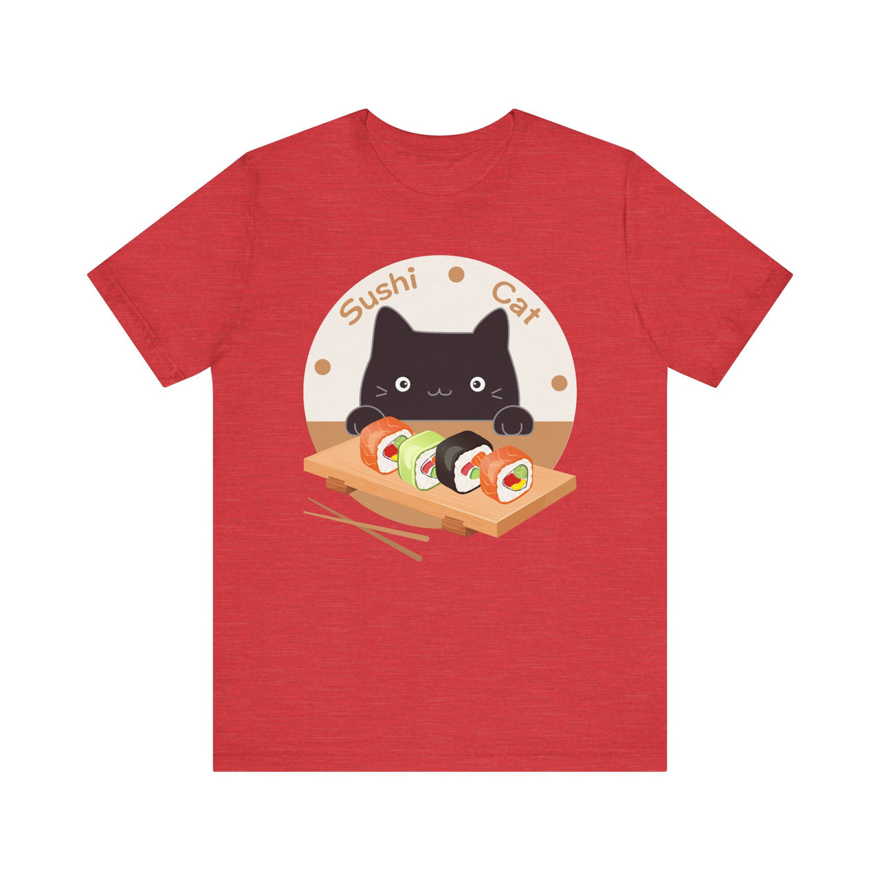 Funny Cat Shirt for Men and Women Short Sleeve Tee Cute Sushi Cat