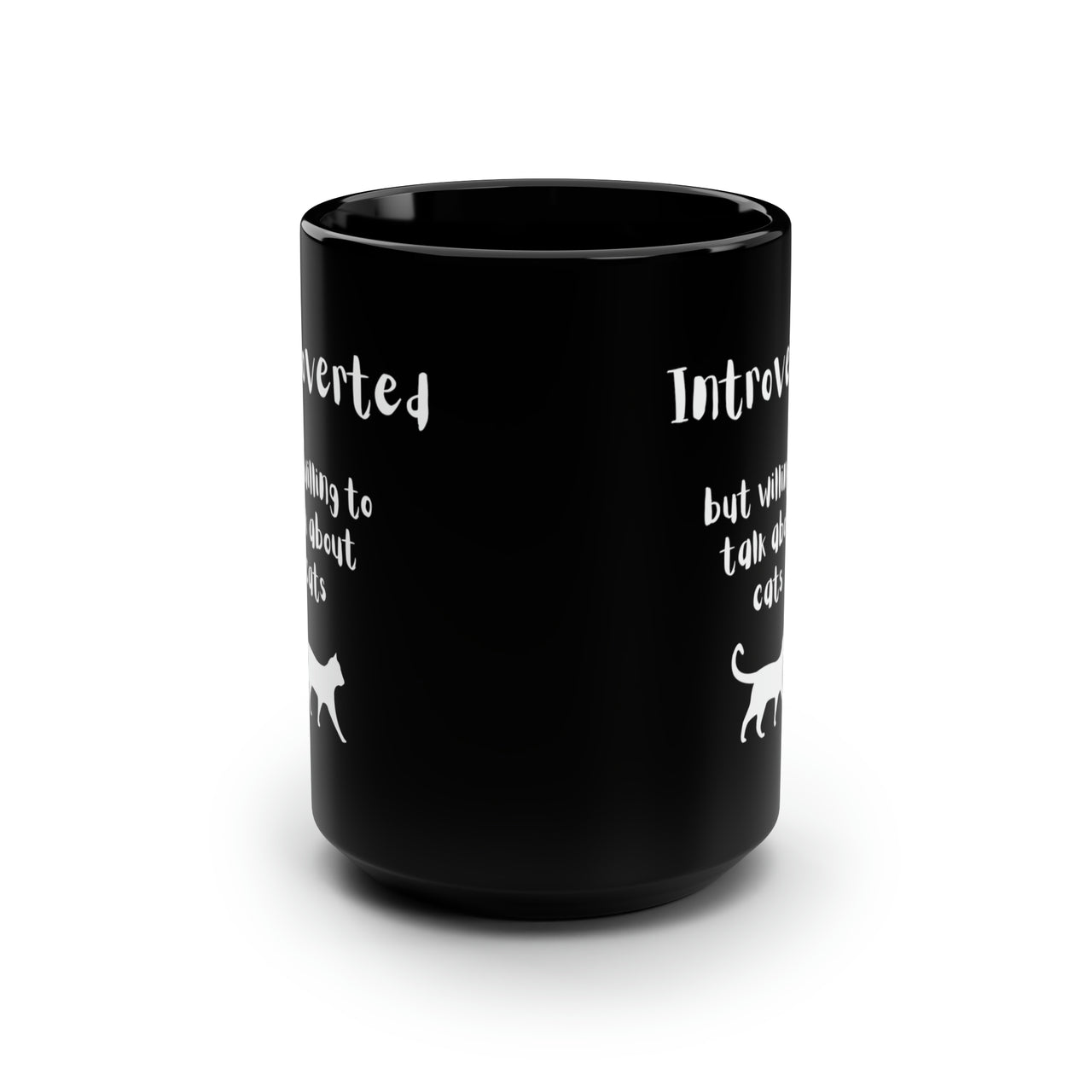 Black Ceramic Cat Mug 15oz Cute Cat Mug Introvert