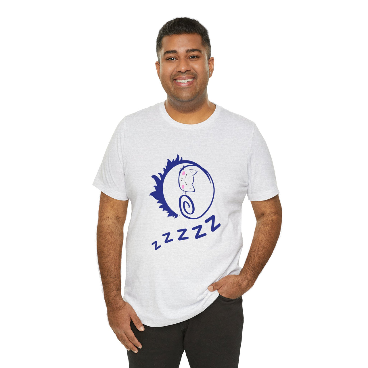 Sleeping Cat Print T-Shirt