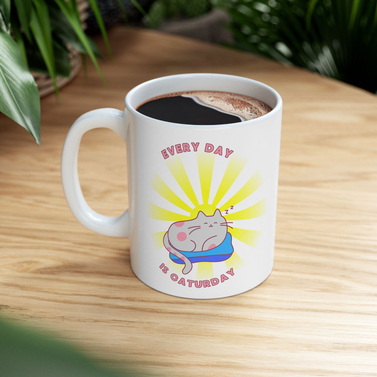 Cat Mug - Every Day is Caturday Happy Cat Ceramic Mug (11oz, 15oz)