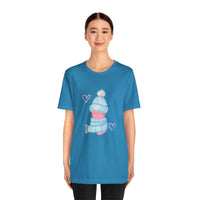 Thumbnail for Cute Winter Pink Cat Women's Short Sleeve Tee