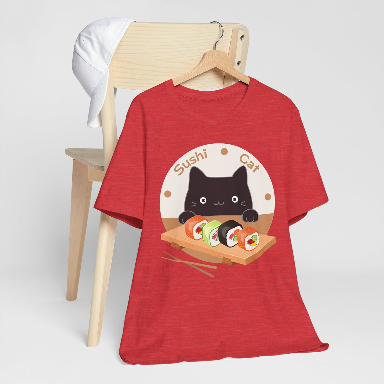 Funny Cat Shirt for Men and Women Short Sleeve Tee Cute Sushi Cat