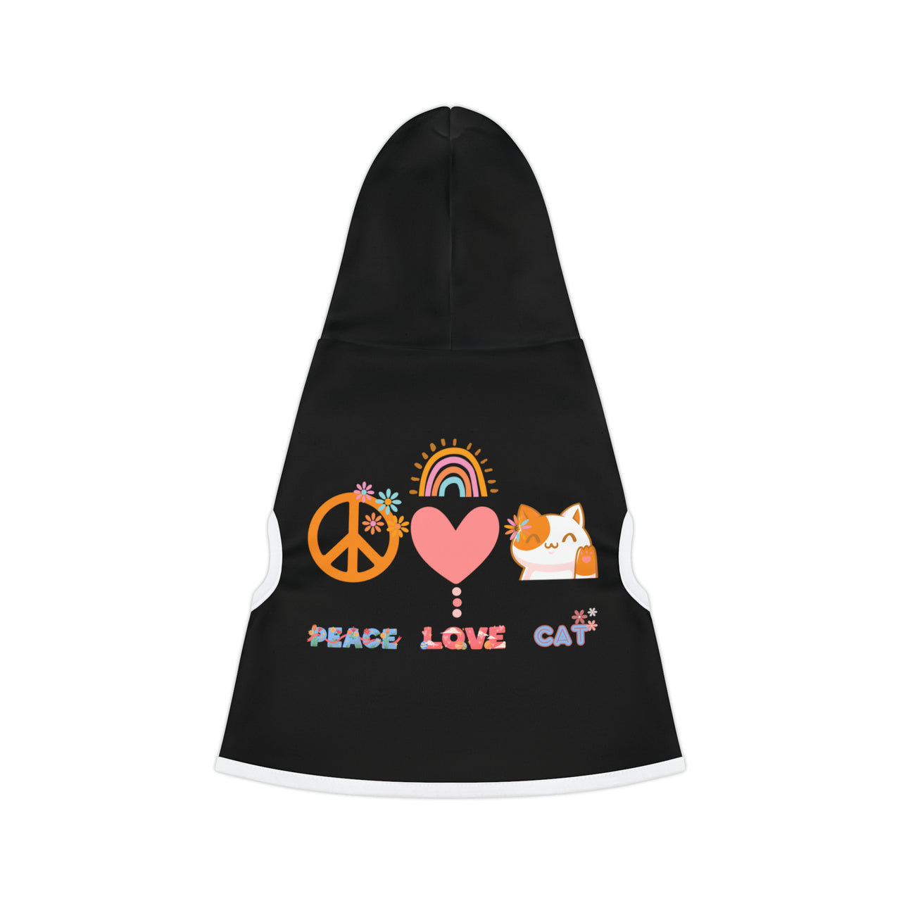 cat hoodie peace love cat, match your cat pet accessory, cat jacket