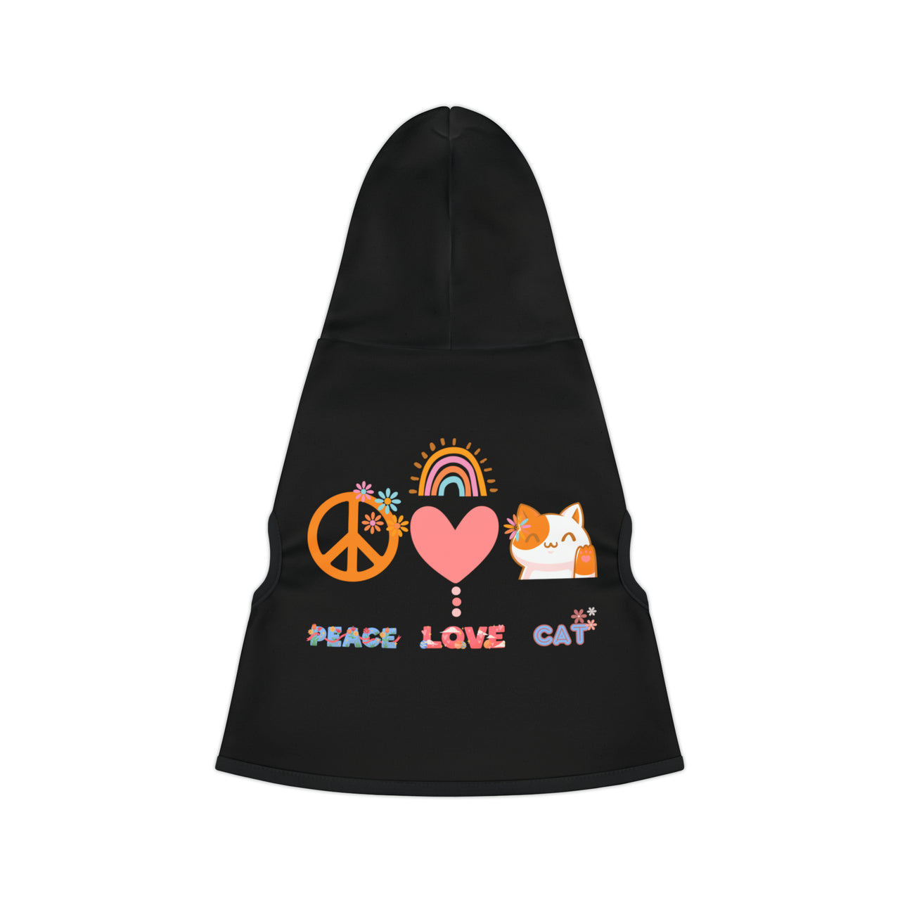 cat hoodie peace love cat, match your cat pet accessory, cat jacket