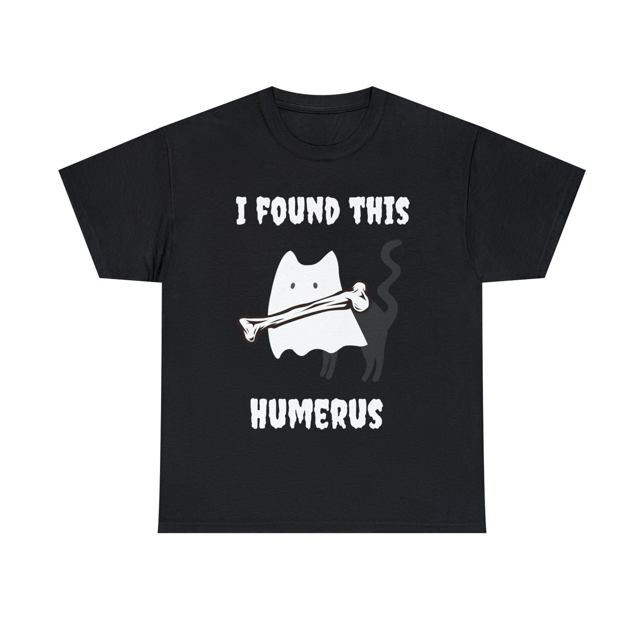 Humerus Halloween Mens and Womens Funny Cat Shirt Unisex Heavy Cotton Tee