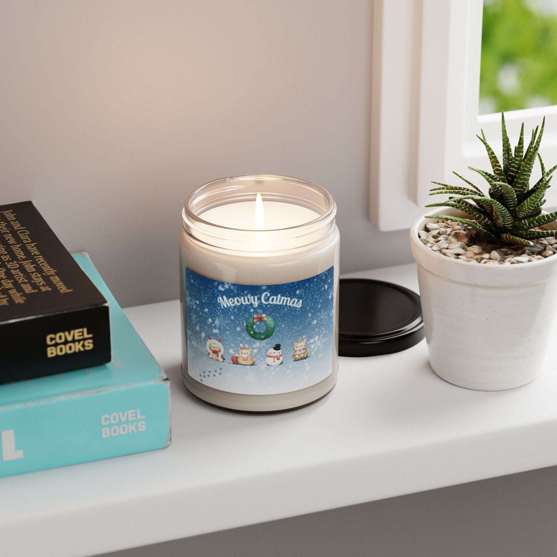 Soy Candle Meowy Catmas Design - Kittie Korner Printing LLC