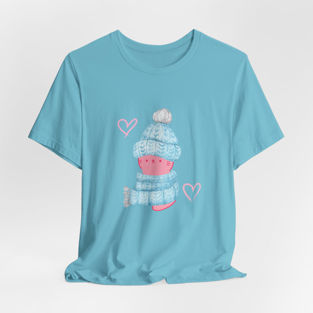 Cat Tee - Cute Winter Pink Cat Design