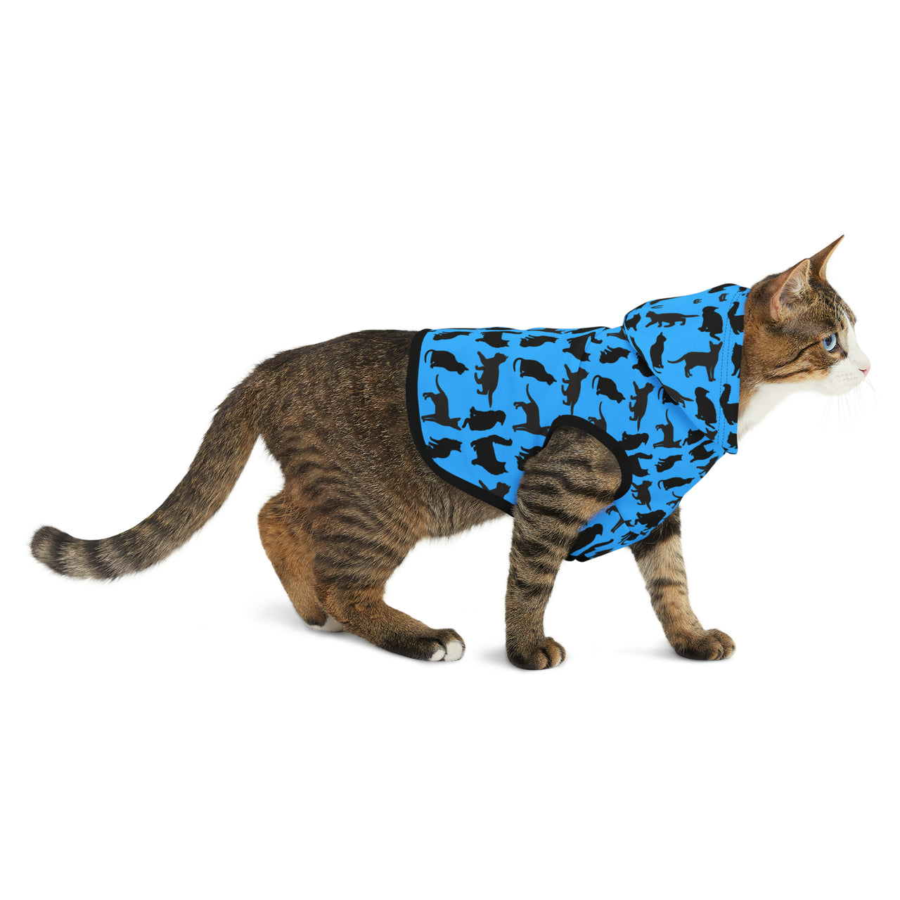 Pet Hoodie Blue Cats Silhouette Cute Funny Cat Jacket Accessory