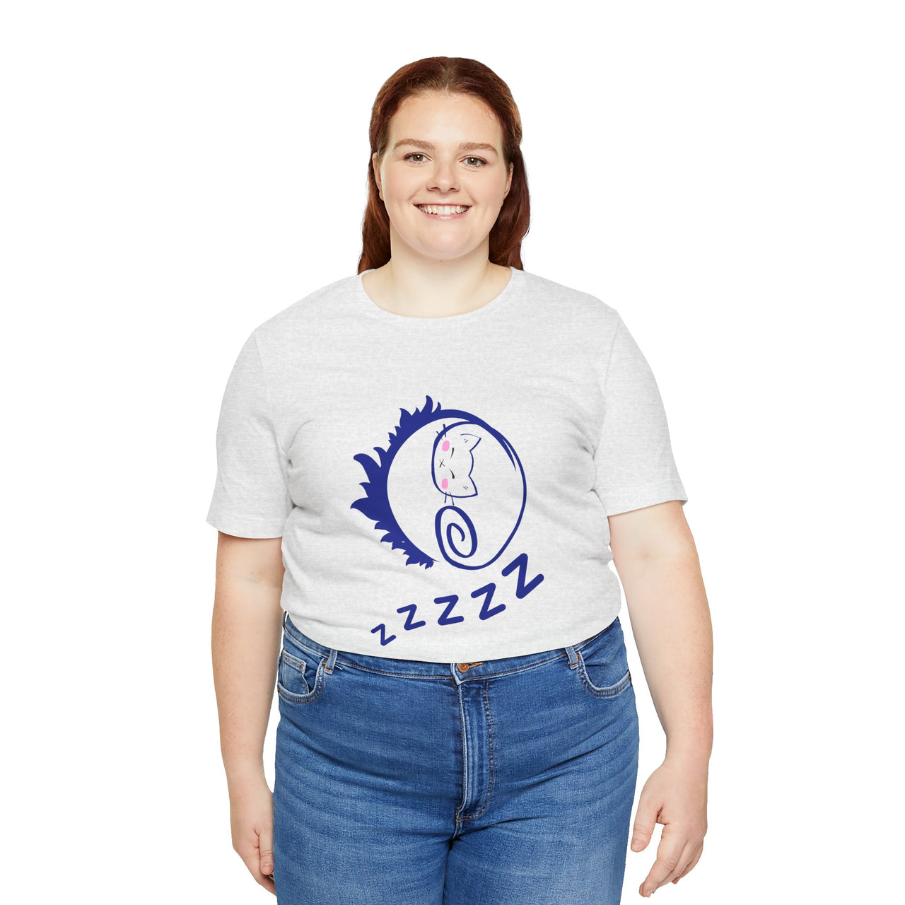 Sleeping Cat Print T-Shirt