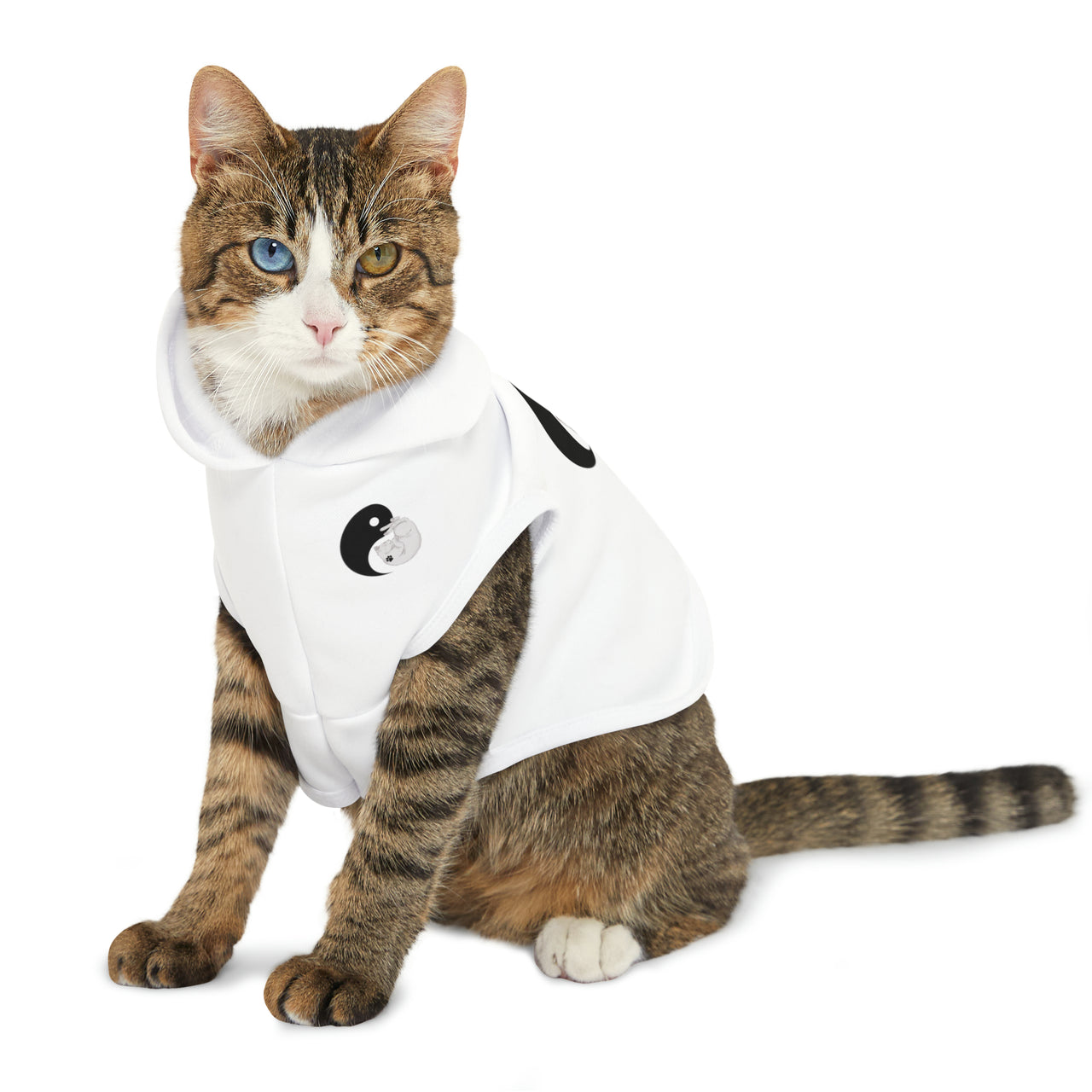 Match Your Pet Hoodie Yin Yang White Cute Cat Jacket Accessory