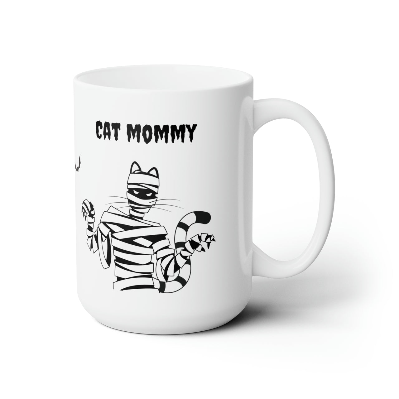 Cat Mom Halloween Mummy Funny White Ceramic Mug 15oz