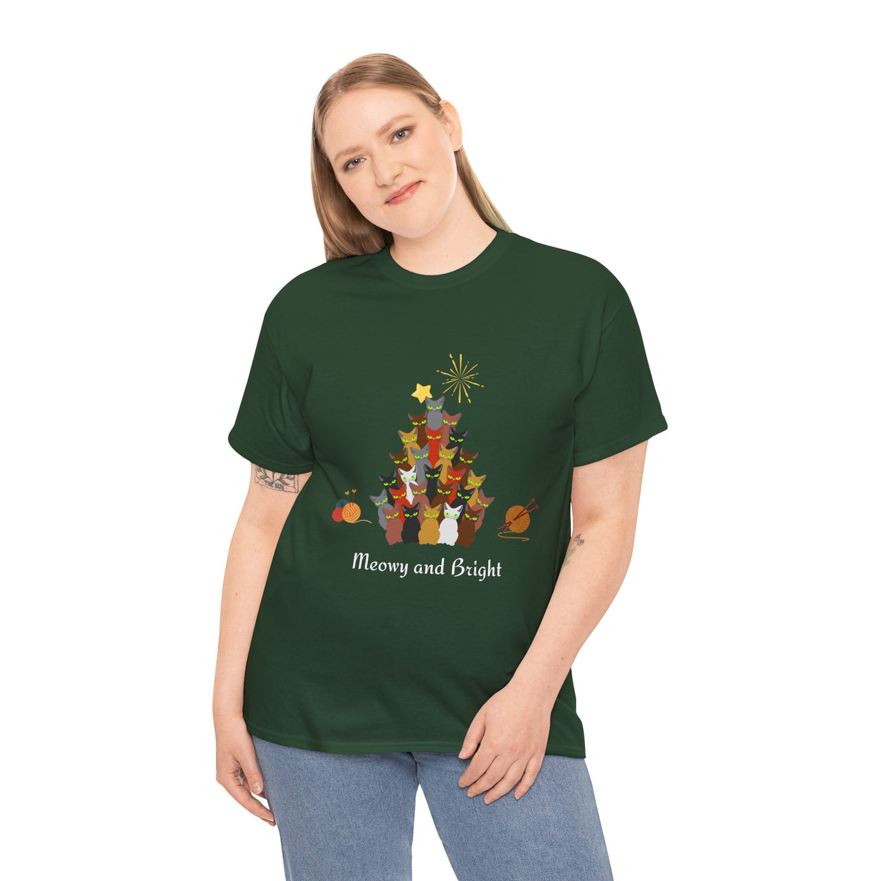 Meowy and Bright Cat Christmas Tee