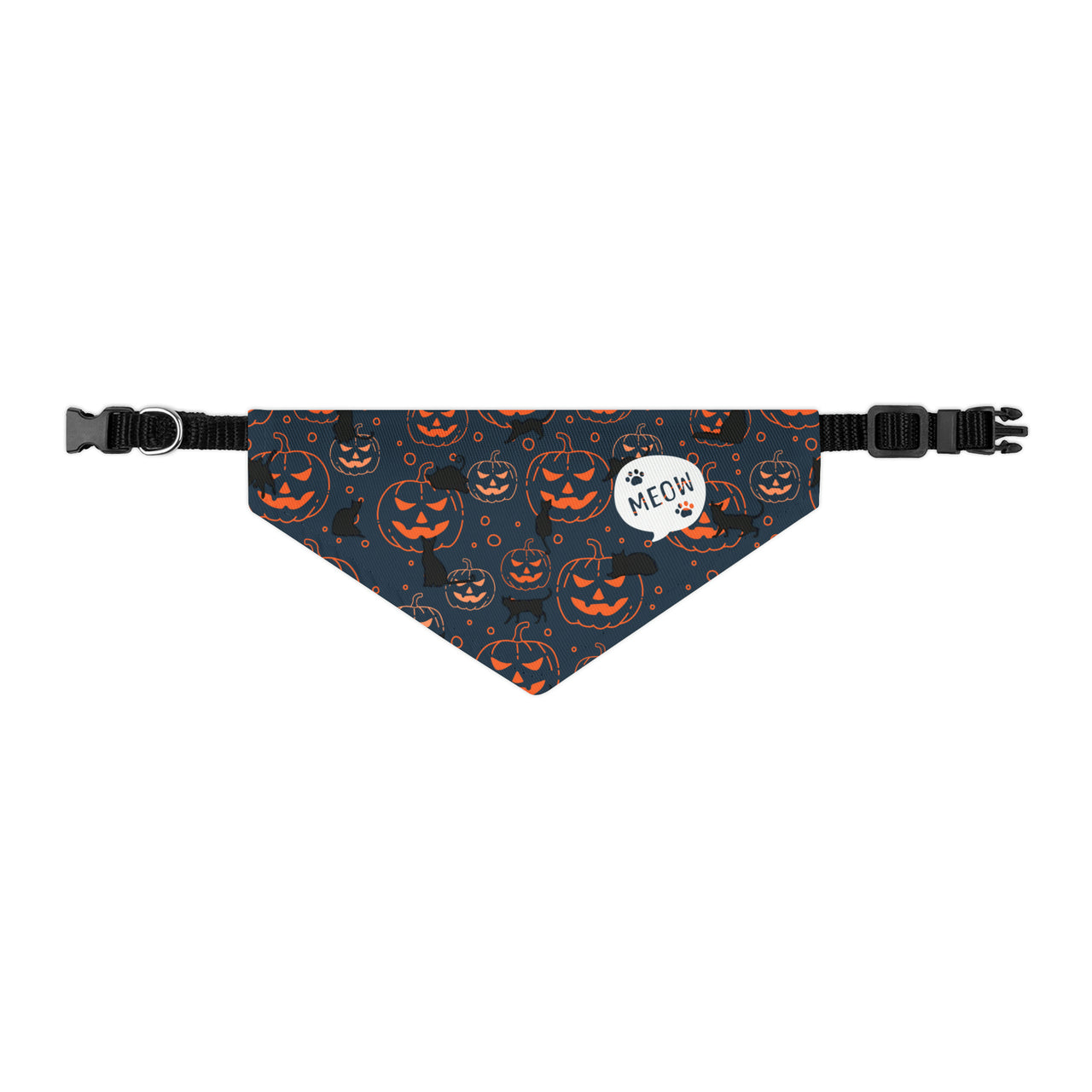 Pumpkin Cat Pet Bandana Collar Spooky Kittie Cat Clip-On Accessory