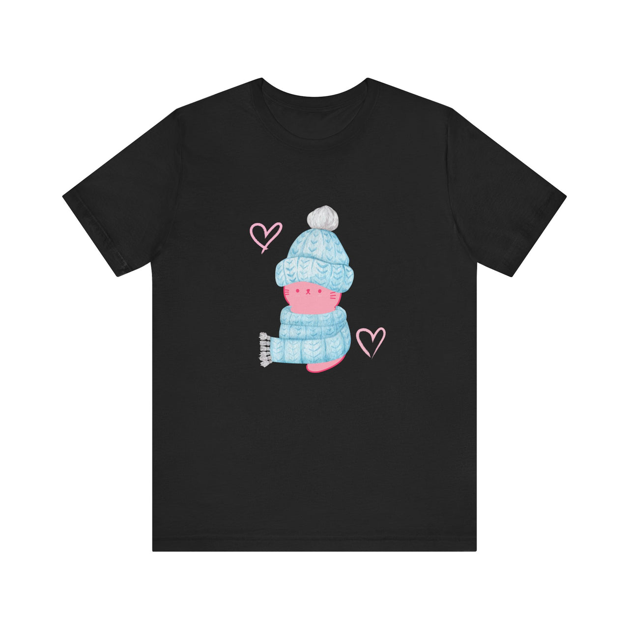 Cat Tee - Cute Winter Pink Cat Design