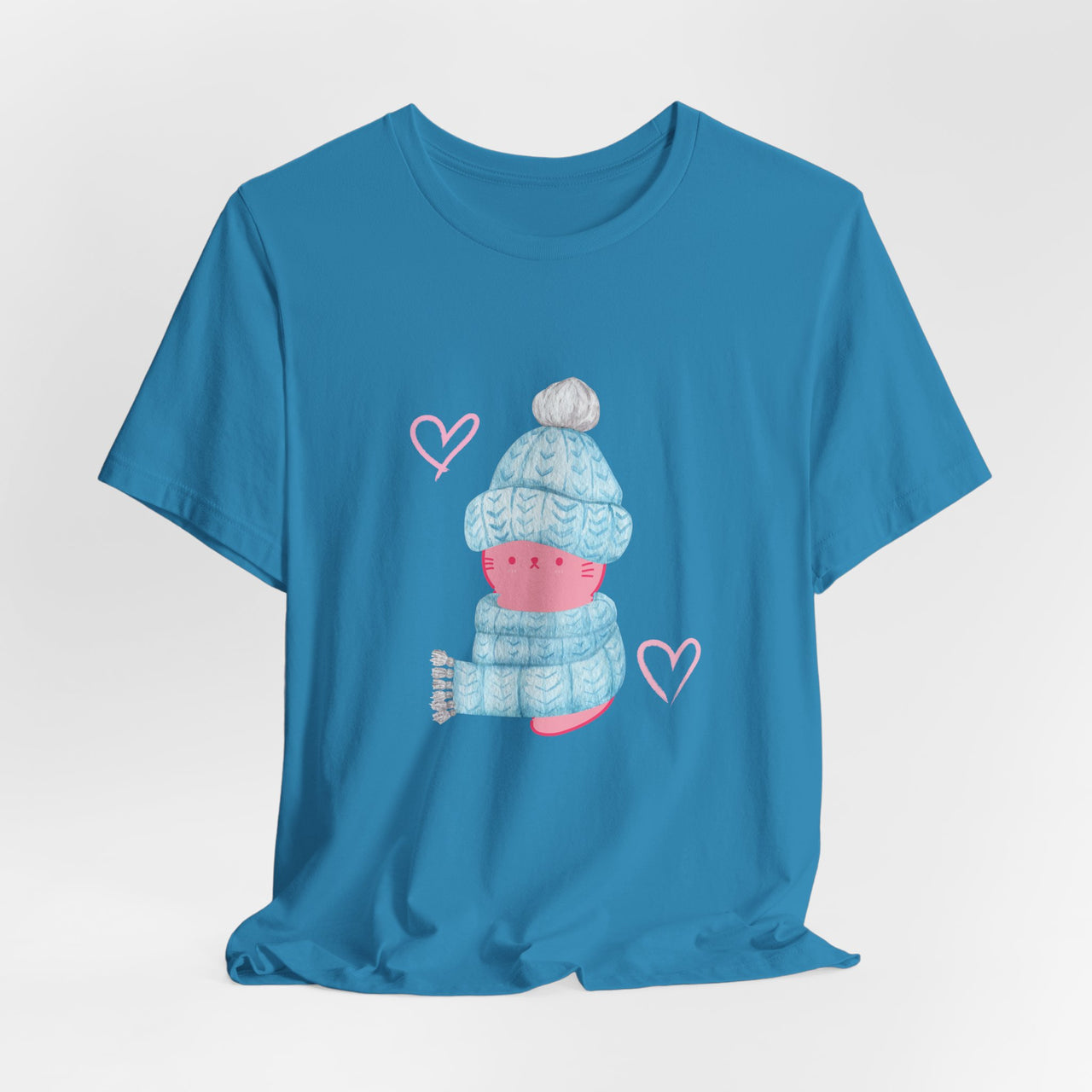 Cat Tee - Cute Winter Pink Cat Design