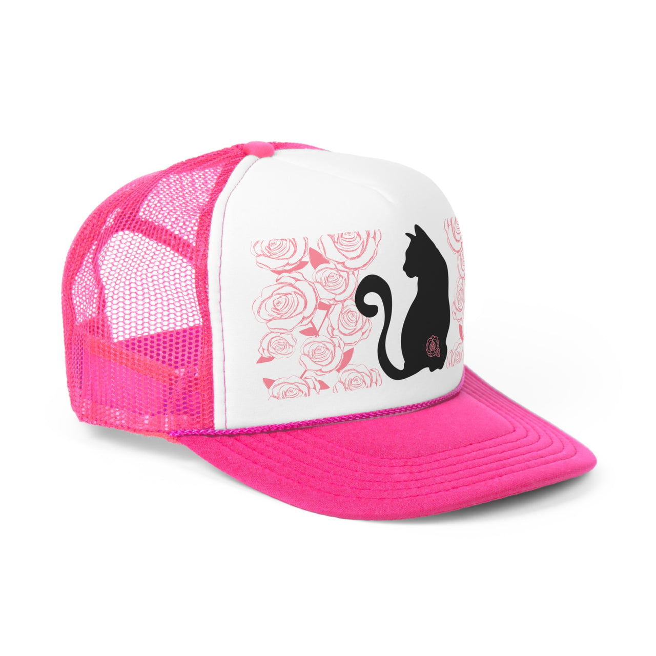 Trucker Cap Cats and Roses Adjustable One Size