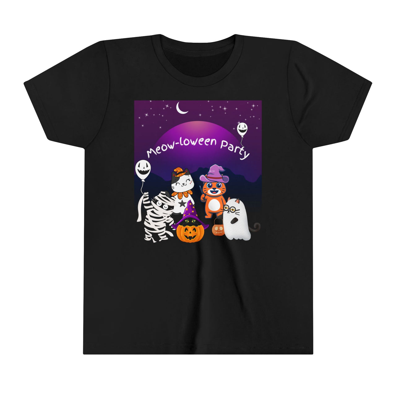 Kids Cat Tee - Cute Meow-loween Party Shirt