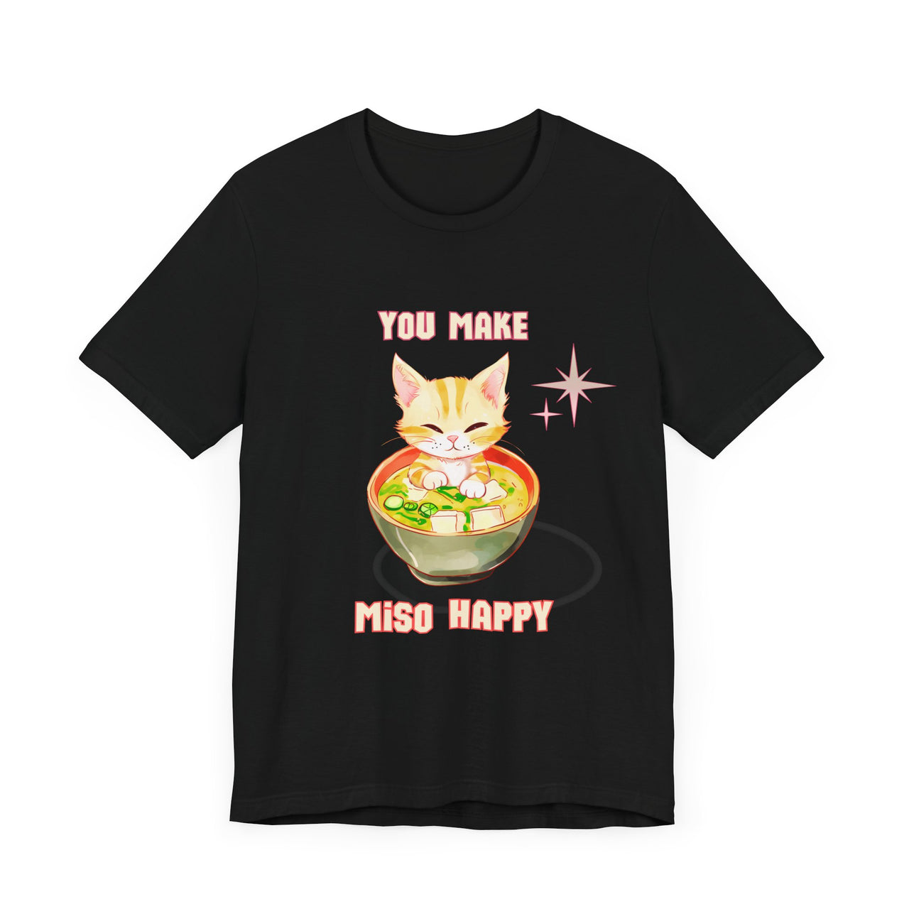 Cute Cat Shirt Men's and Women's Funny Graphic Tee Happy Miso Cat